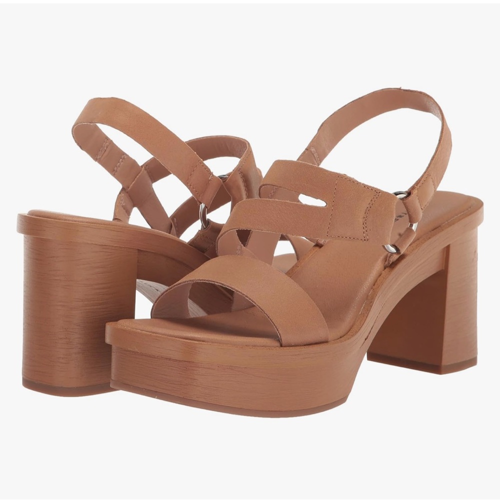🤎🤍NWOT Lucky Brand Marselina O-Ring block Heeled Tan Sandals🤍🤎